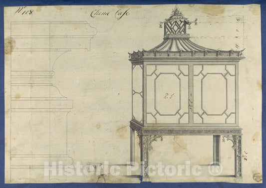 Art Print : Thomas Chippendale - China Case, from Chippendale Drawings, Vol. II - 425461 : Vintage Wall Art