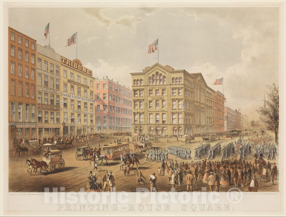 Art Print : Endicott & Co. - Printing-House Square, New York : Vintage Wall Art