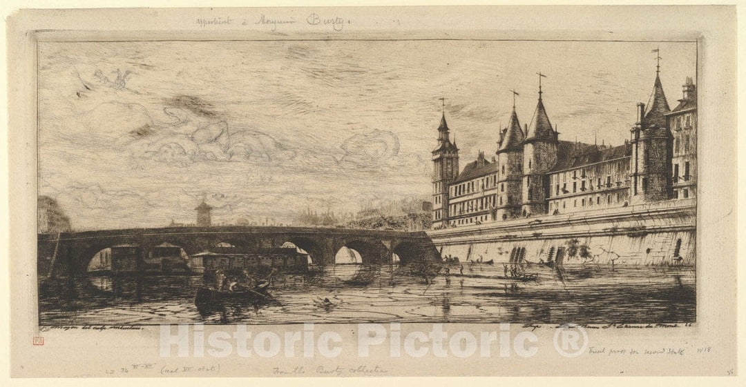 Art Print : Charles Meryon - Le Pont au Change : Vintage Wall Art