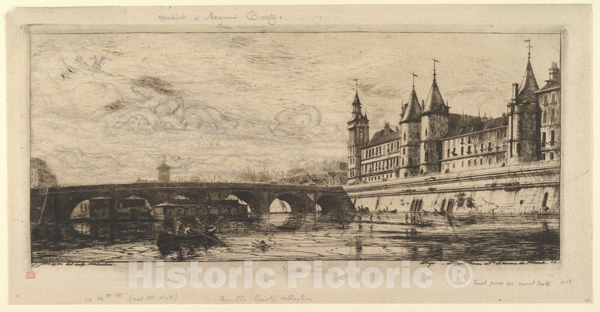 Art Print : Charles Meryon - Le Pont au Change : Vintage Wall Art