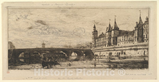 Art Print : Charles Meryon - Le Pont au Change : Vintage Wall Art