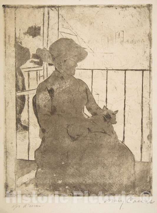 Art Print : Mary Cassatt - On The Balcony : Vintage Wall Art