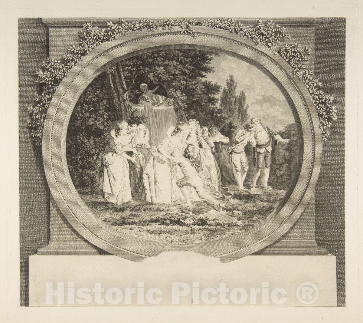 Art Print : Jean Honoré Fragonard - Jeu de Societe Dans un PARC 1 : Vintage Wall Art
