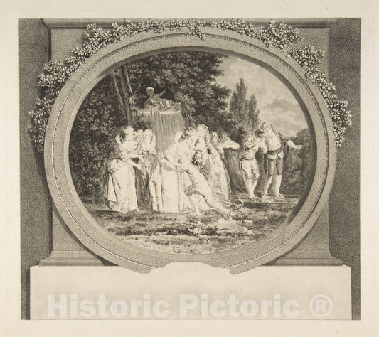 Art Print : Jean Honoré Fragonard - Jeu de Societe Dans un PARC 1 : Vintage Wall Art