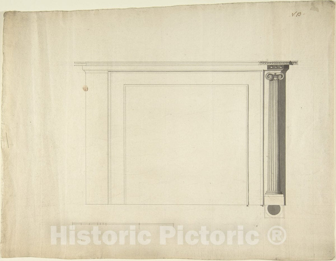 Art Print : Sir William Chambers - Design for a Chimneypiece 1 : Vintage Wall Art