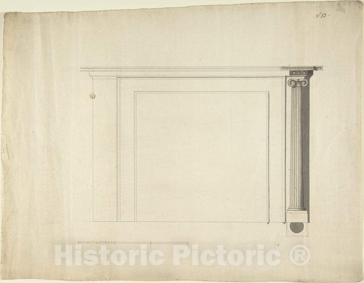 Art Print : Sir William Chambers - Design for a Chimneypiece 1 : Vintage Wall Art