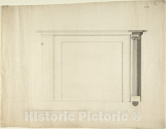 Art Print : Sir William Chambers - Design for a Chimneypiece 1 : Vintage Wall Art