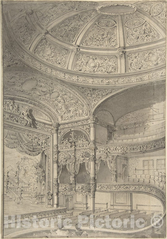Art Print : David Roberts - Interior of a Theatre : Vintage Wall Art