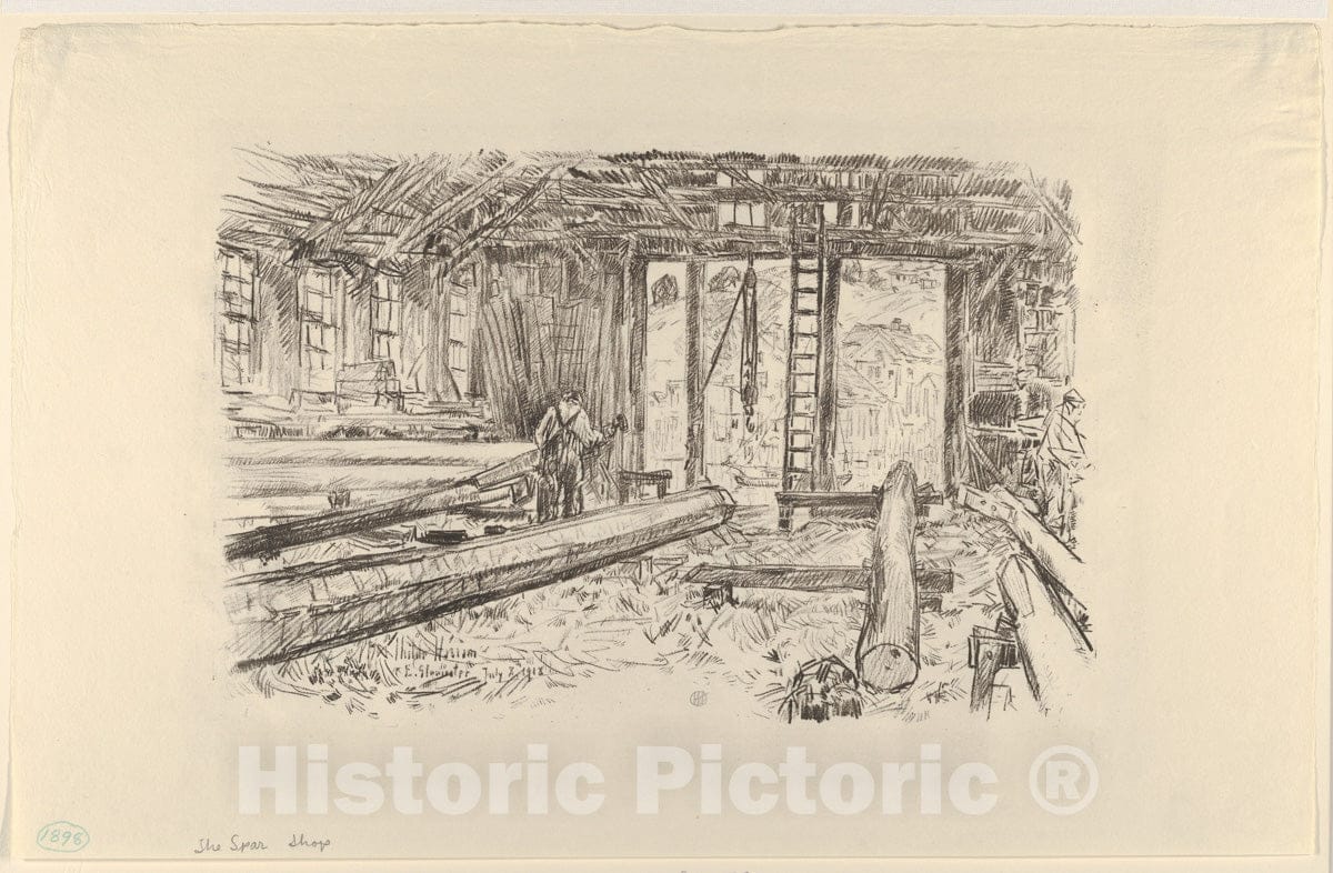 Art Print : Childe Hassam - The Spar Shop, Gloucester : Vintage Wall Art