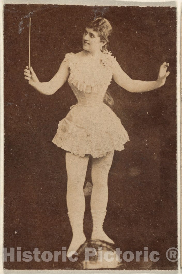 Photo Print : Actress Balancing on Ball and Holding Wand, from The Actresses Series (N668) : Vintage Wall Art