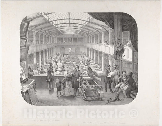 Art Print : Victor Adam - Interior of Lemercier's Lithographic Printing House : Vintage Wall Art