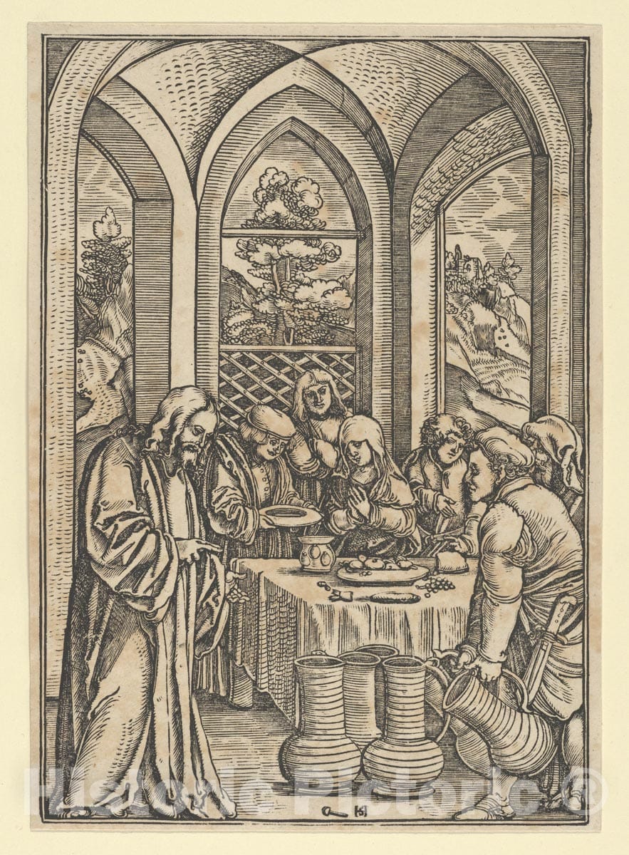 Art Print : Hans Schäufelein - The Wedding at Cana, from The Life of Christ 1 : Vintage Wall Art