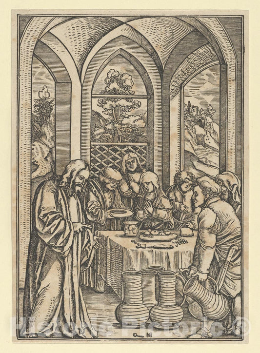Art Print : Hans Schäufelein - The Wedding at Cana, from The Life of Christ 1 : Vintage Wall Art