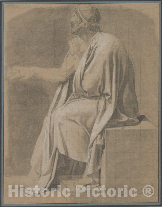 Art Print : Jacques Louis David - Figure Study for The Death of Socrates : Vintage Wall Art