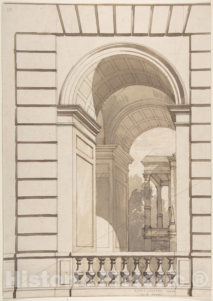 Art Print : Jules-Edmond-Charles Lachaise - Design for Stable Arches, Hôtel Candamo 1 : Vintage Wall Art