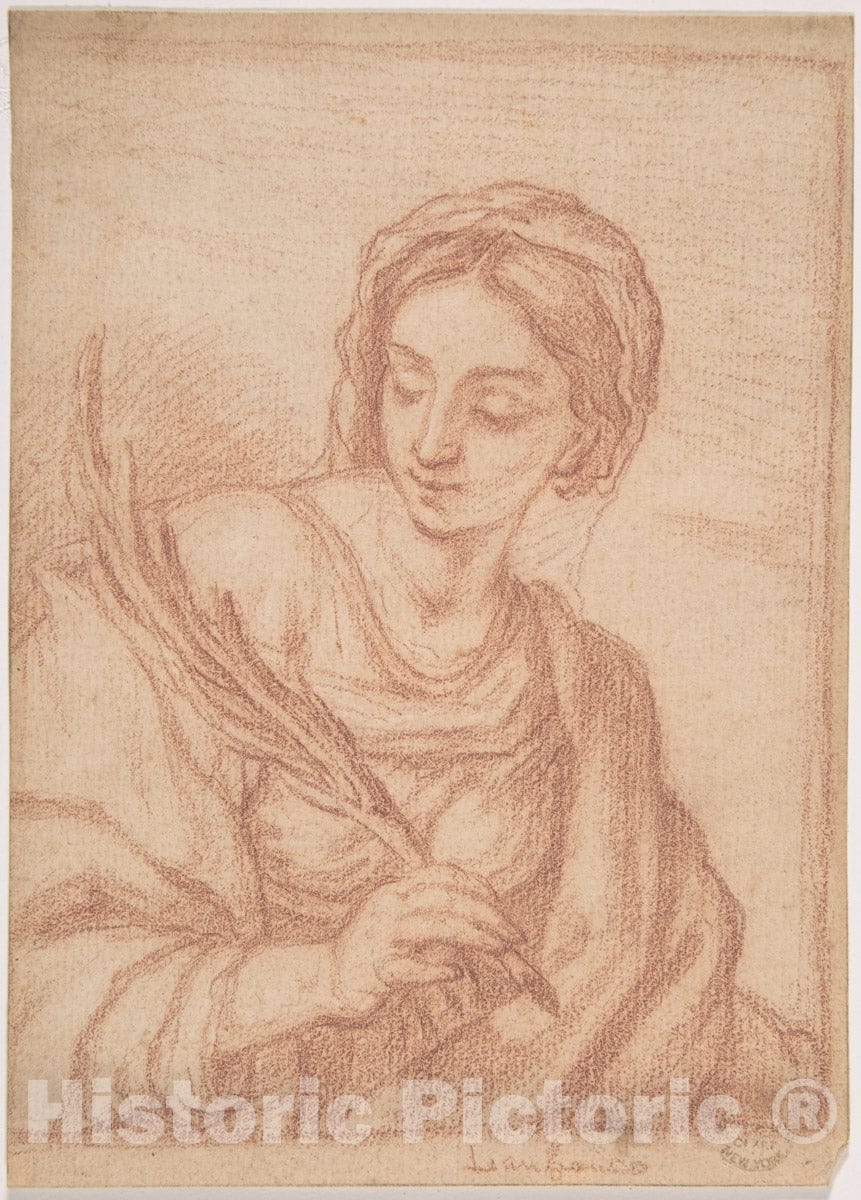 Art Print : Italian, Roman-Bolognese, 17th Century - Virgin with a Palm Branch : Vintage Wall Art