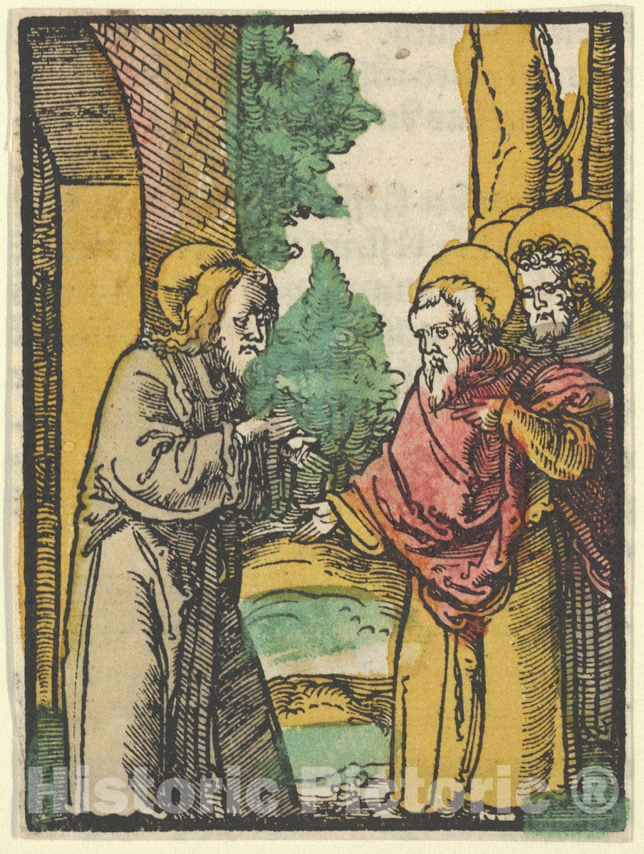 Art Print : Hans Schäufelein - Christ Talking to The Disciples, 3, from Das Plenarium : Vintage Wall Art