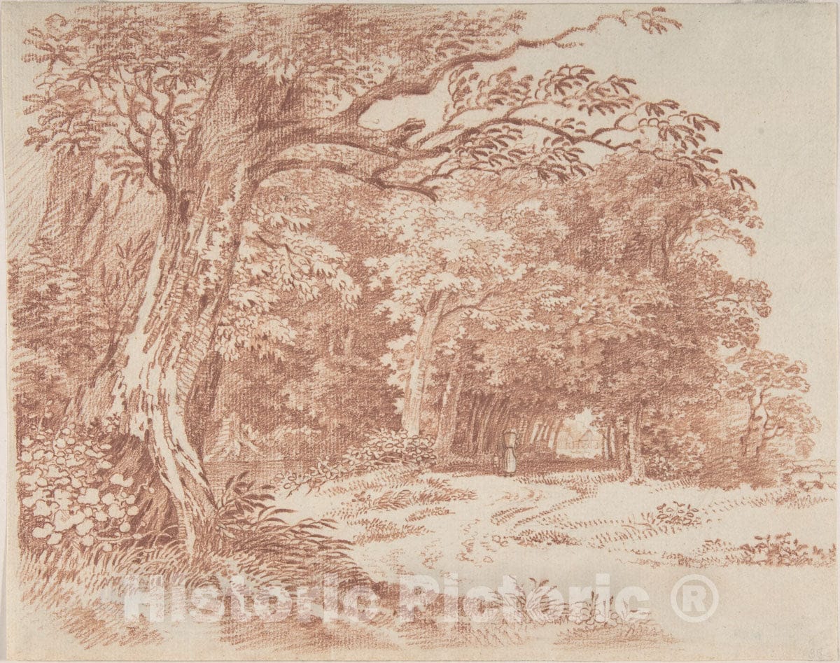 Art Print : Friedrich August Brand - Wooded Landscape : Vintage Wall Art