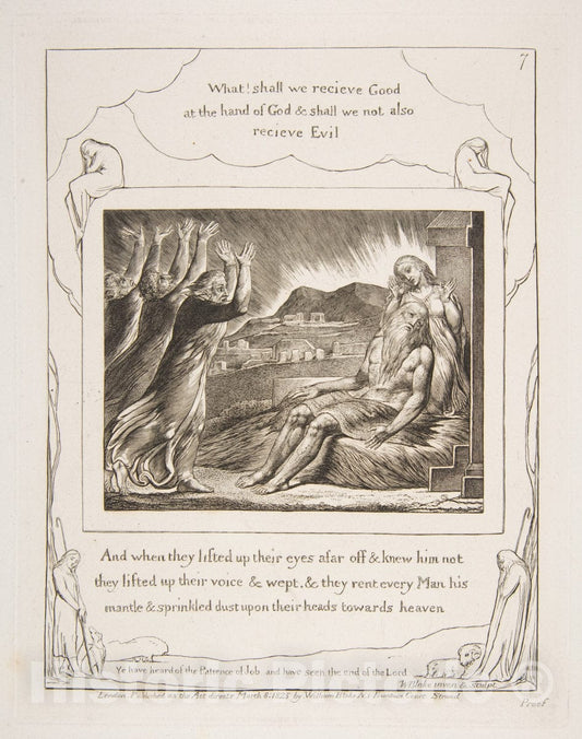 Art Print : William Blake - Job's Comforters, from Illustrations of The Book of Job : Vintage Wall Art