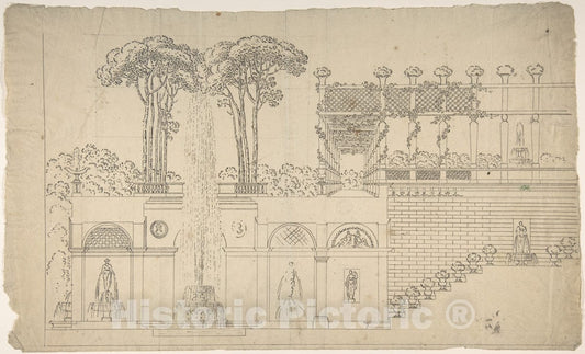 Art Print : Jean-Baptiste-Cicéron Lesueur - Grotto Under a Terrace 2 : Vintage Wall Art