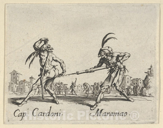 Art Print : Jacques Callot - Cap. Cardoni - Maramao, from The Balli di Sfessania : Vintage Wall Art