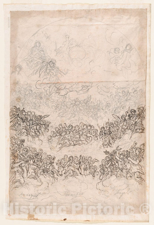 Art Print : Baldassarre Franceschini (il Volterrano) - Coronation of The Virgin with The Heavenly Hosts. : Vintage Wall Art