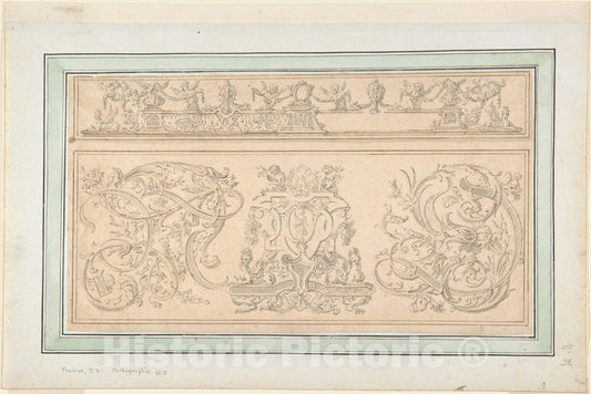 Art Print : Johann Daniel Preissler - Design for Orthographia pl.8 : Vintage Wall Art