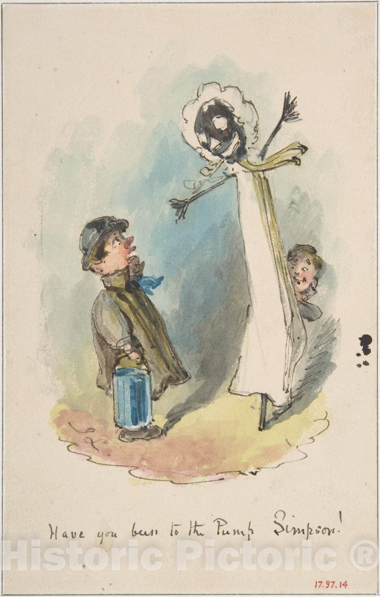 Art Print : John Leech - Have You Been to The Pump, Simpson? : Vintage Wall Art