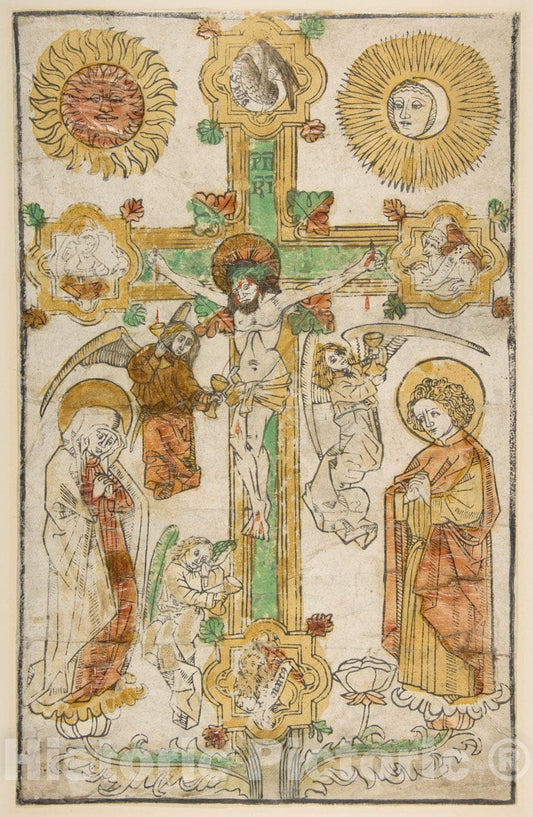 Art Print : Anonymous, German, Upper Germany, 15th Century - Christ on a Goldsmith's Cross : Vintage Wall Art