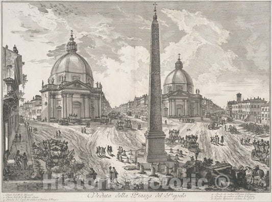 Art Print : Giovanni Battista Piranesi - The Piazza del Popolo (Veduta Della Piazza del Popolo) : Vintage Wall Art