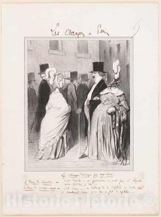 Art Print : Honoré Daumier - Les Etrangers à Paris: Les Etrangers dévisagés par eux mêmes : Vintage Wall Art