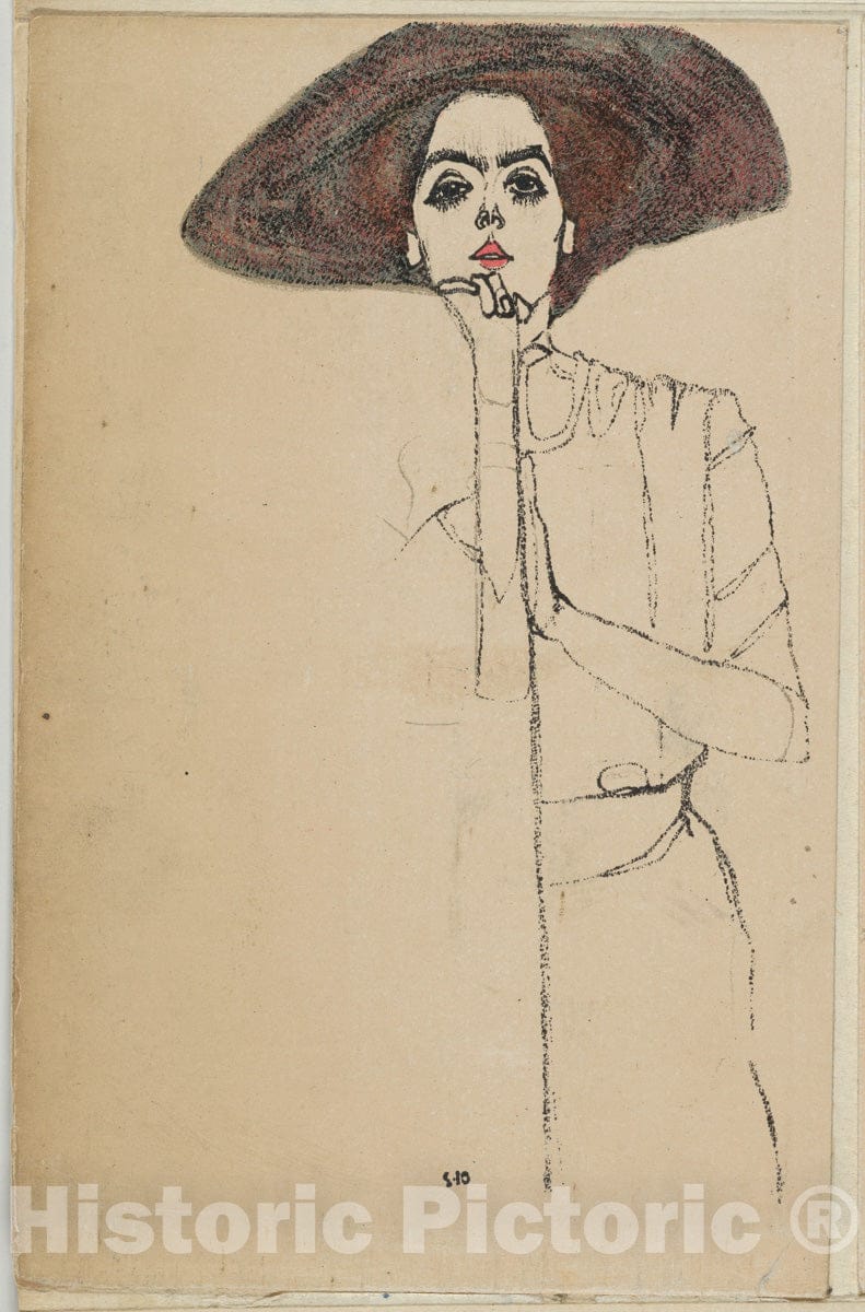 Art Print : Egon Schiele - Portrait of a Woman 2 : Vintage Wall Art