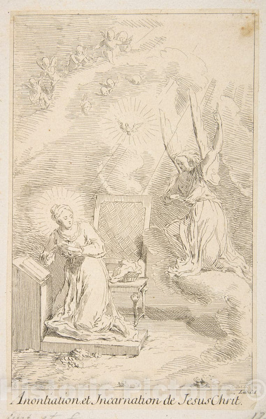 Art Print : Claude Gillot - Annunciation : Vintage Wall Art