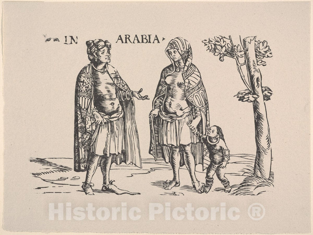 Art Print : Copy of Natives of Arabia, from Set of Exotic Races - Artist: Hans Burgkmair - Created: 1922 : Vintage Wall Art