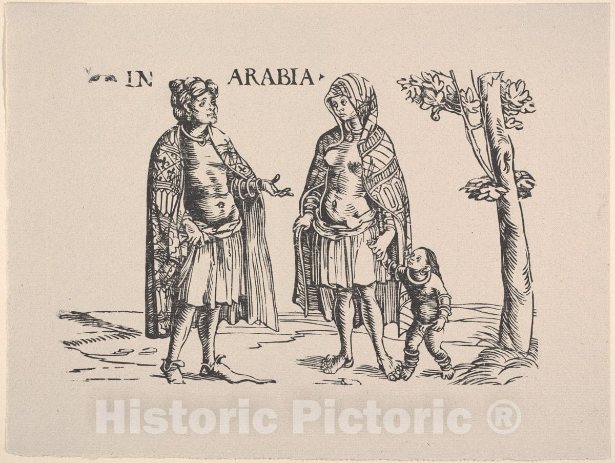 Art Print : Copy of Natives of Arabia, from Set of Exotic Races - Artist: Hans Burgkmair - Created: 1922 : Vintage Wall Art