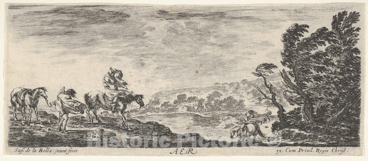 Art Print : Air - Artist: Stefano Della Bella - Created: c1645 : Vintage Wall Art