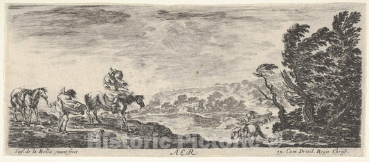 Art Print : Air - Artist: Stefano Della Bella - Created: c1645 : Vintage Wall Art