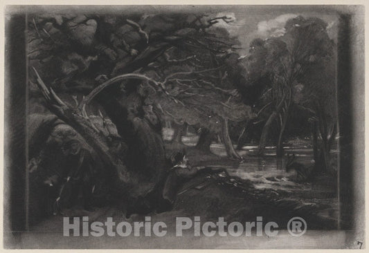 Art Print : David Lucas - Jacques and The Wounded Stag (Shakespeare, As You Like It, Act 2, Scene 1) 2 : Vintage Wall Art