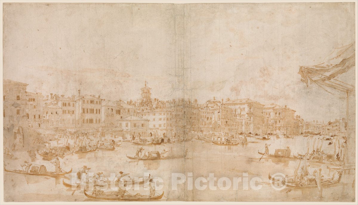 Art Print : Francesco Guardi - The Grand Canal Above The Rialto (Recto)