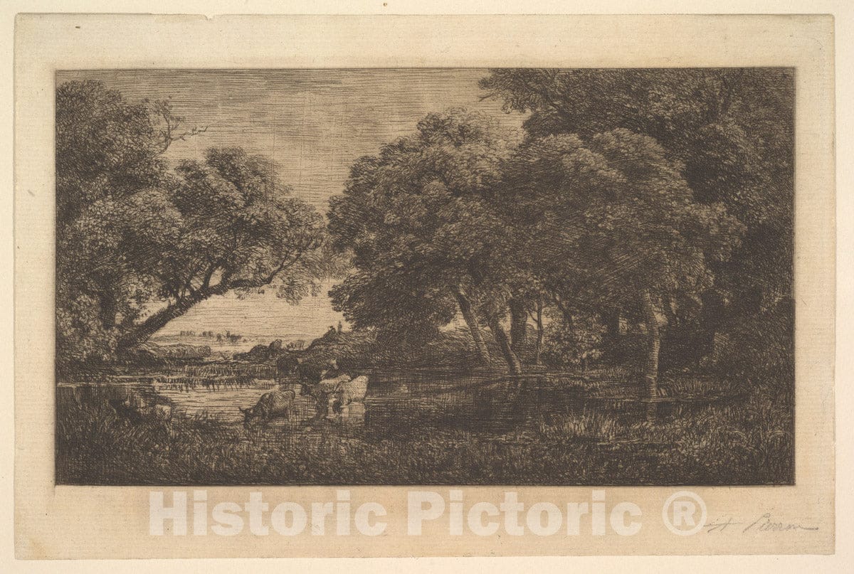 Art Print : Charles-François Daubigny - Stags in Woods : Vintage Wall Art