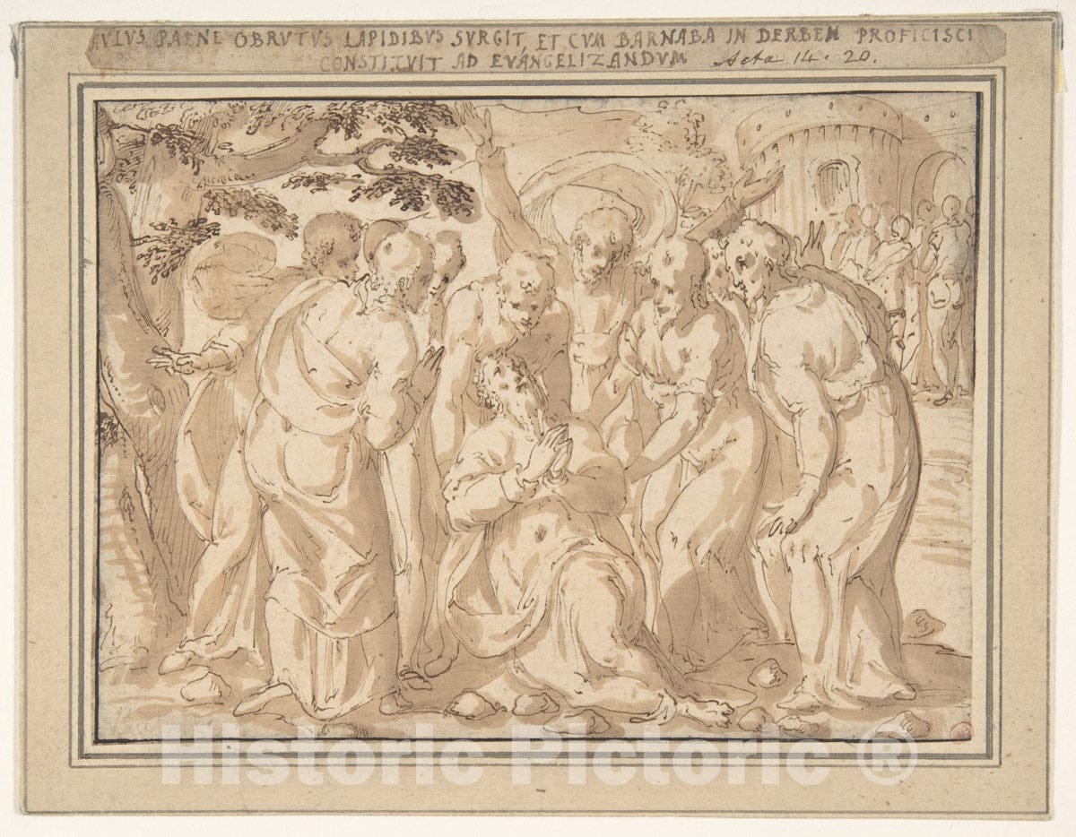 Art Print : Giovanni Guerra - Saint Paul Surrounded by Disciples After His Lapidation at Lystra (Acts 14:20) : Vintage Wall Art
