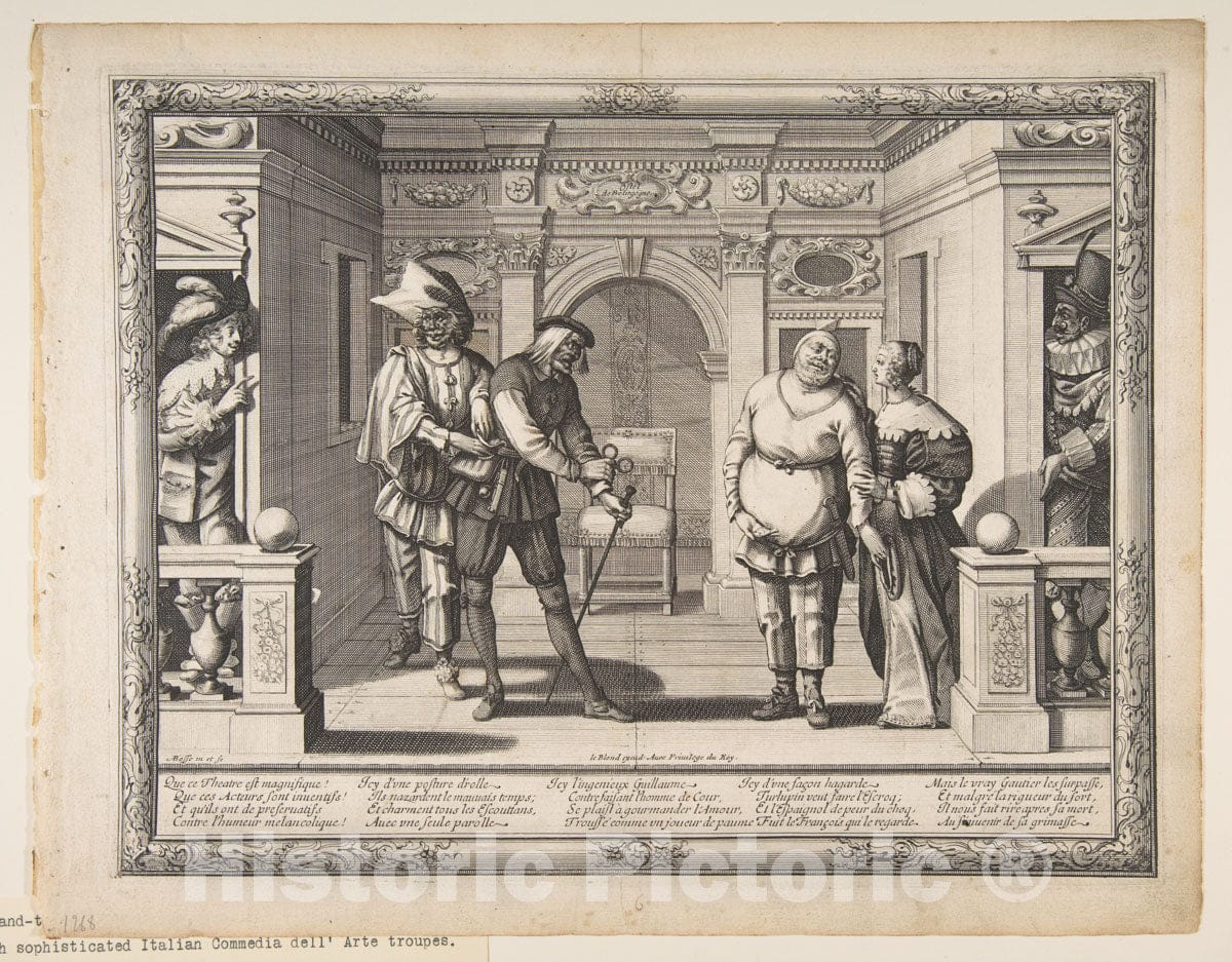 Art Print : Abraham Bosse - Actors at The Hotel de Bourgogne : Vintage Wall Art