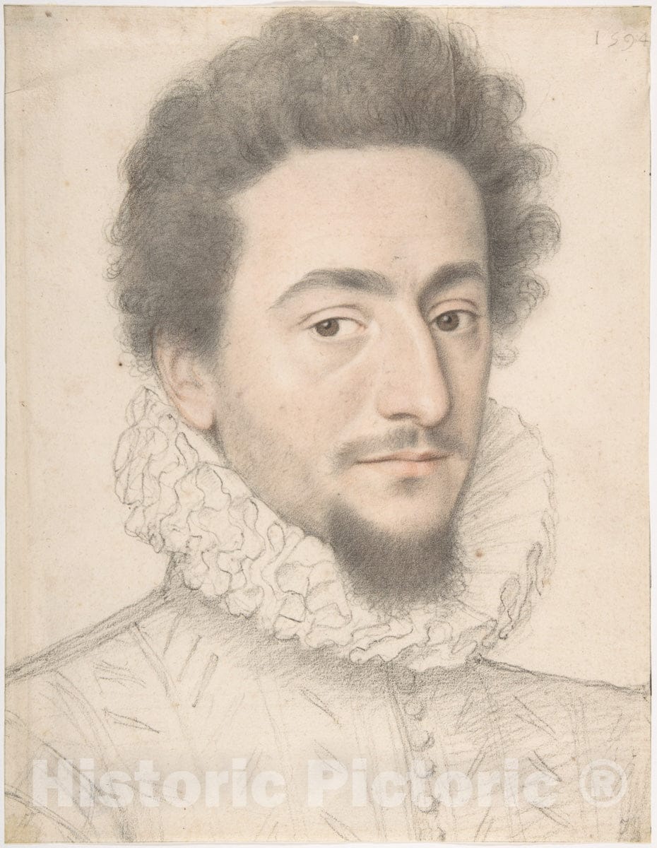 Art Print : French, 16th Century - Portrait of a Man 1 : Vintage Wall Art