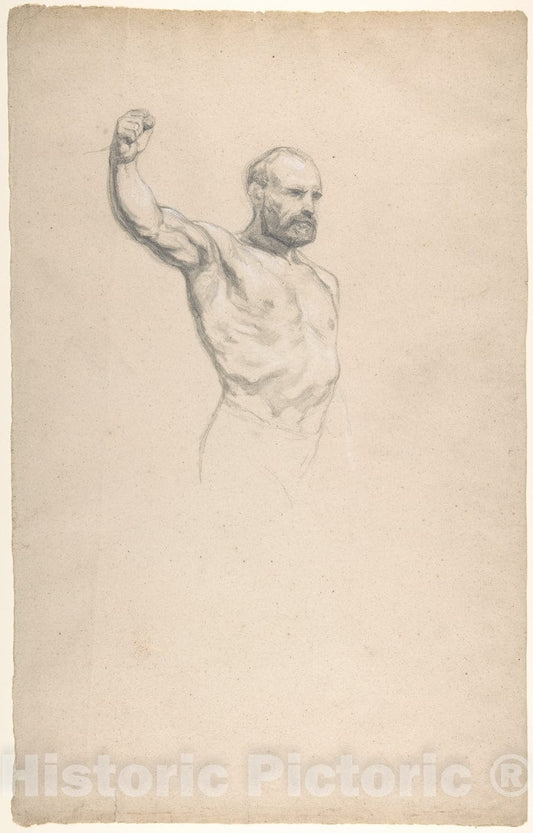 Art Print : Marie-Rosalie Bonheur - Bearded, Bare-Chested Male Figure, Study for The Horse Fair : Vintage Wall Art