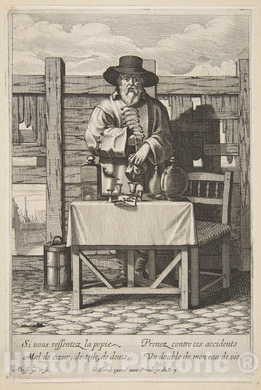 Art Print : Abraham Bosse - Brandy or Cure Seller : Vintage Wall Art