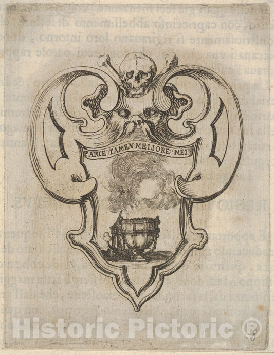Art Print : A cartouche with a Censer - Artist: Stefano Della Bella - Created: c1640 : Vintage Wall Art