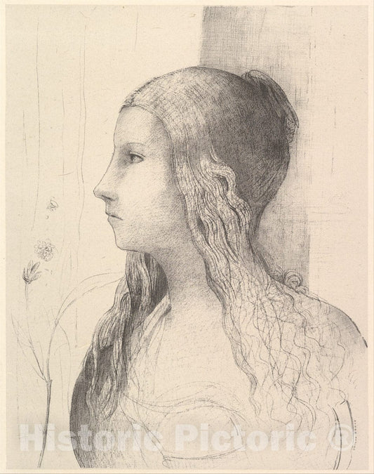 Art Print : Odilon Redon - Brunnhilde (The Twilight of The Gods) : Vintage Wall Art