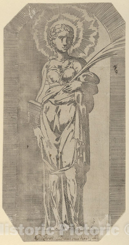 Art Print : Geoffroy Dumoûtier - A Female Saint : Vintage Wall Art