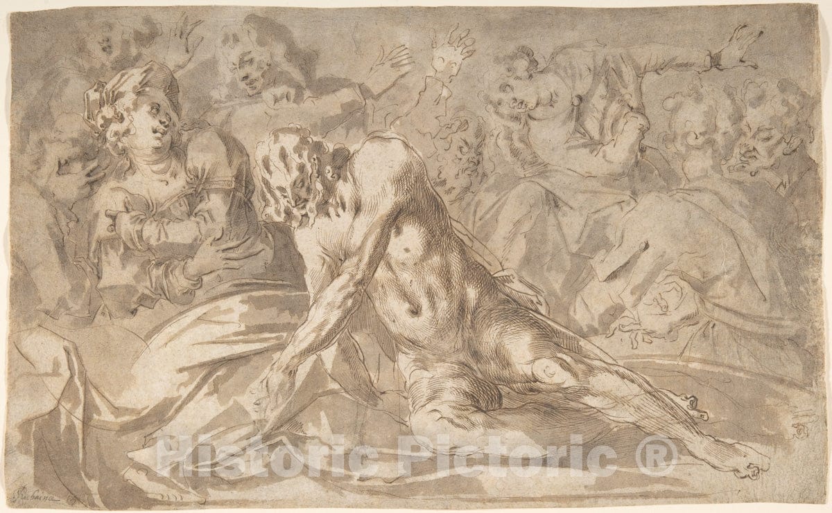 Art Print : Jacques Bellange, The Raising of Lazarus - Vintage Wall Art