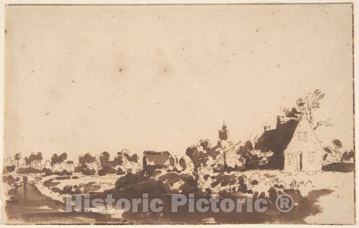 Art Print : Jan de Bisschop - View of a Village (Wasschout?) : Vintage Wall Art